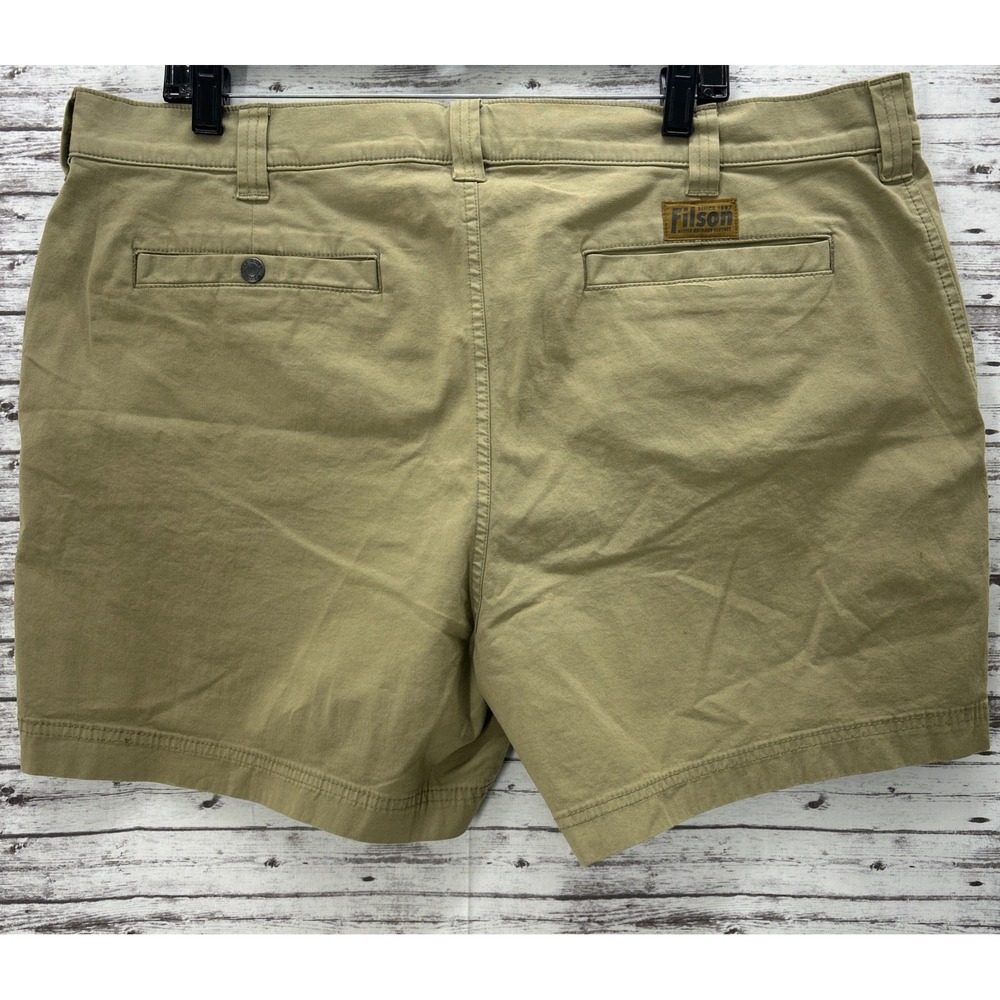Filson Men’s Olive Cotton Blend Shorts - Picture 2 of 9